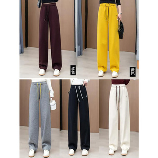 女士新款 香蕉裤 春夏长裤 弯刀卫裤 黄色宽松休闲裤 2025高腰运动裤