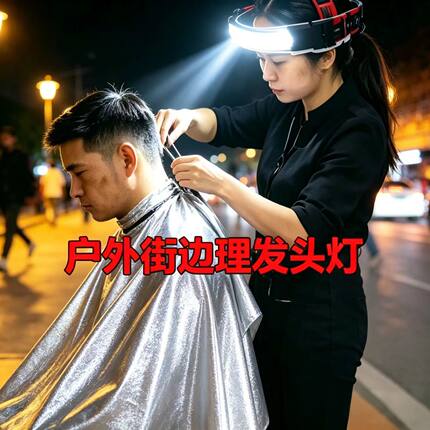 户外快剪头灯USB充电款三档可调节晚上照明摆摊理发灯骑行探照灯