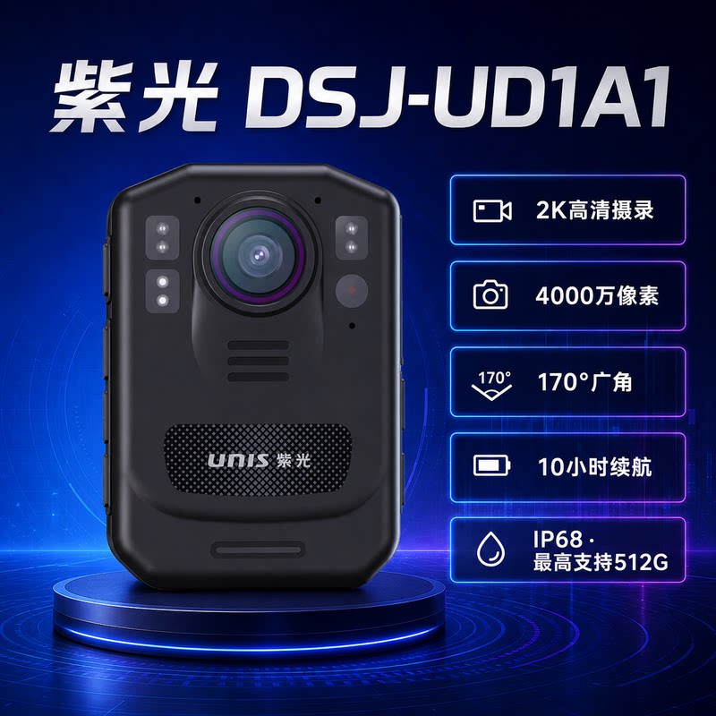 紫光4K高清胸佩执法记录仪长续航