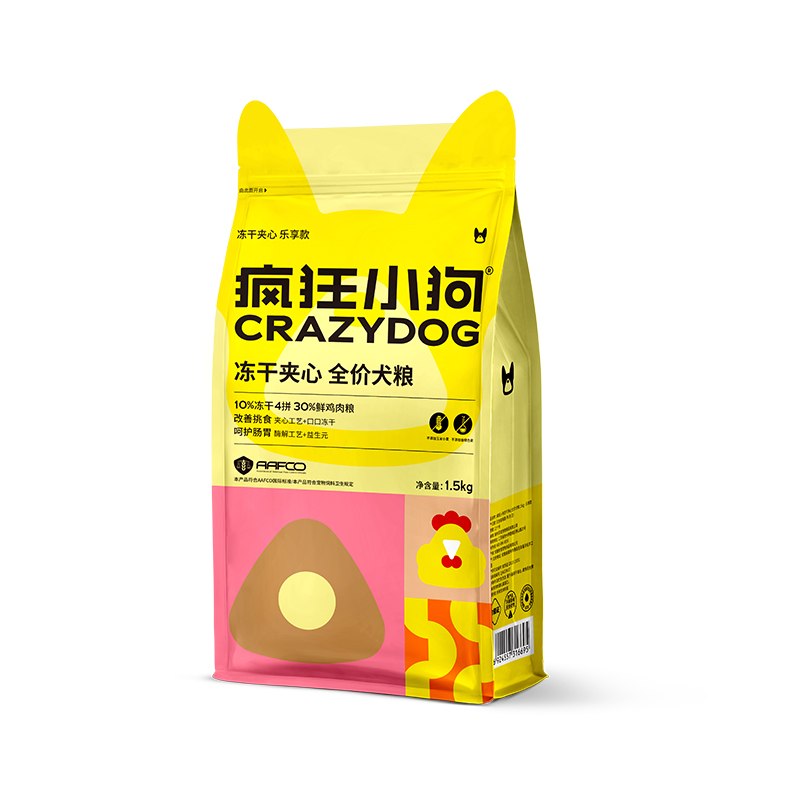 疯狂小狗冻干夹心狗粮鸭肉梨烘焙粮兔肉鱼油益生元犬粮