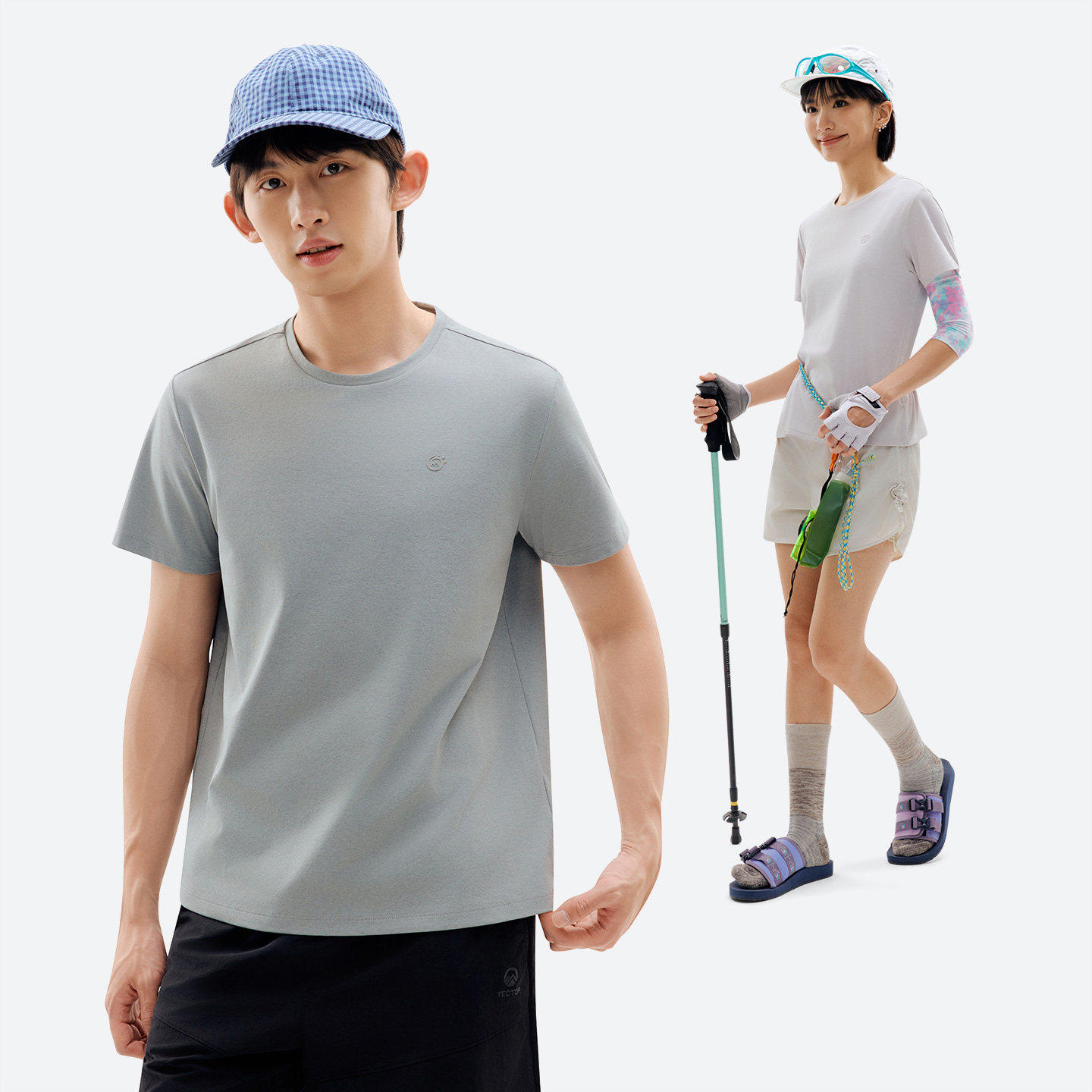 探拓户外速干T恤男女夏季短袖基础抗菌凉感防晒透气运动跑步上衣