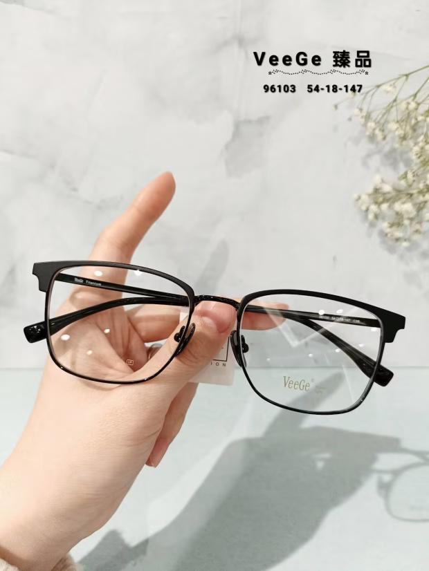 VeeGe臻品纯钛眉毛眼镜V格精品镜架近视镜架商务方形男款V-96103