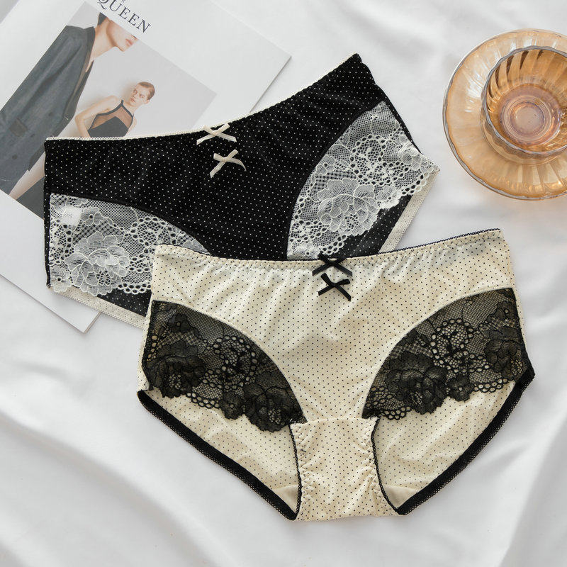 满两条包邮蝶安芬女士平角内裤冰丝波点性感奢华新款速干中腰裤衩