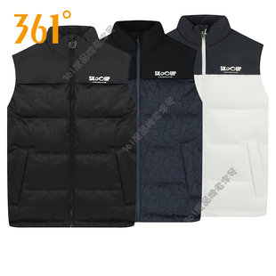 361度男装 保暖运动马夹羽绒外套 立领羽绒马甲2024冬拼色背心男式