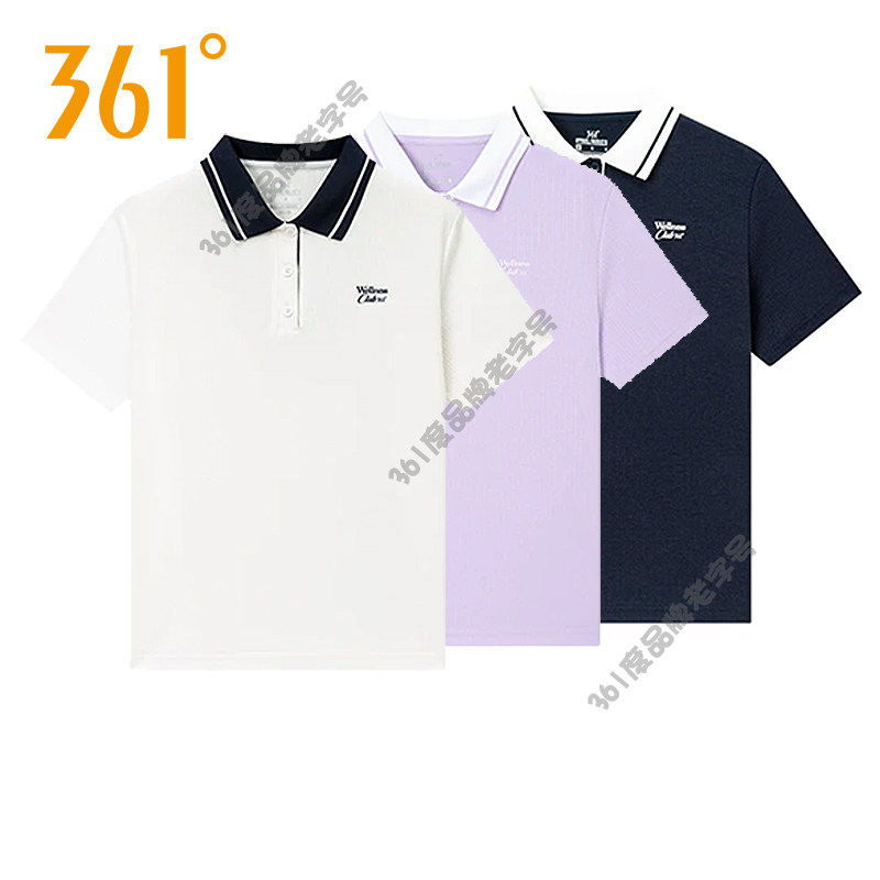 361度女装轻薄透气翻领短袖T恤2026夏季新品撞色POLO衫运动女短T