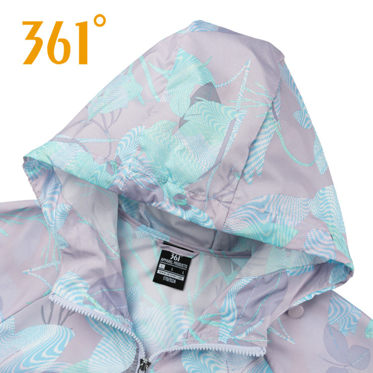 361 여성의 피부 의류 2023 여름 새로운 싱글 윈드 브레이커 인쇄 얇은 통기성 스포츠 자켓 여성을위한 태양 보호 의류