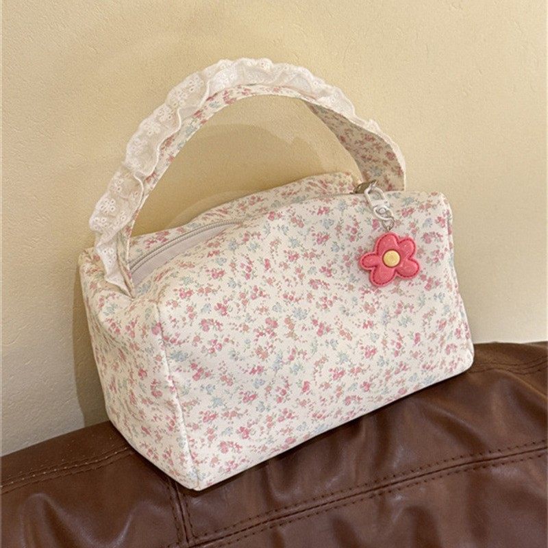 跨境春夏小碎花手提包高颜值大容量化妆洗漱包外出旅行立体收纳包,收纳整理,化妆包,淘宝优惠券,粉丝福利购,淘宝优惠卷