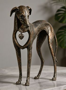 爱心腊肠犬雕像桌面装饰品