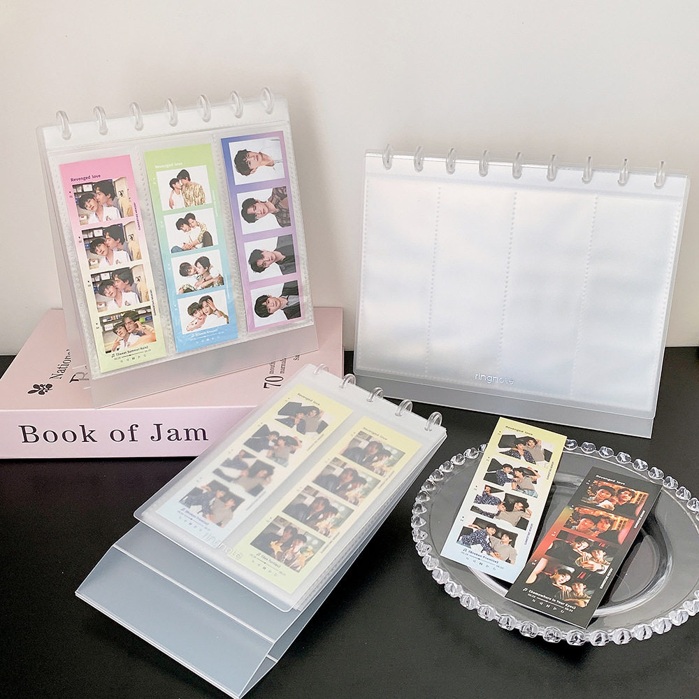 韩版少女心蘑菇扣人生四格卡册追星台历展示相册大头贴摆台收纳册