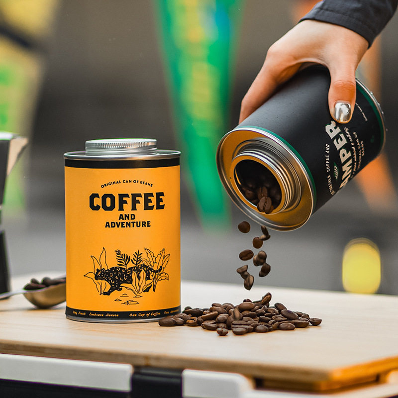 跨境咖啡豆密封储存罐便携露营马口铁盒食品级特大号保鲜呼吸铁罐
