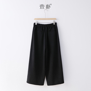 巨显瘦 黑色阔腿裤 休闲裤 5198TK 秋冬高腰显瘦九分裤