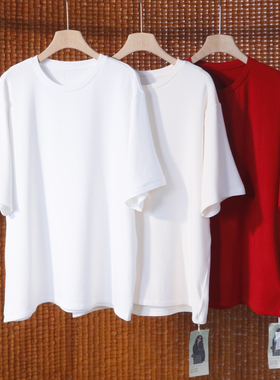 春季新款宽松大版落肩袖T恤裙 百搭红色打底上衣 161TK