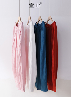 亚麻气球裤 文艺范松紧腰高腰显瘦宽松休闲裤麻裤长裤 6009TK