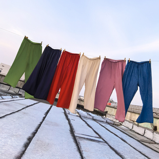 新款 长裤 纯色松紧腰休闲裤 脚百搭阔腿裤 572TK 花边裤 夏季