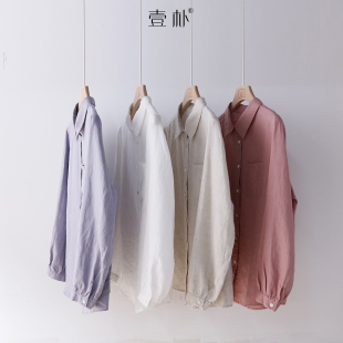 防晒衬衣上衣 夏季 宽松长袖 口袋翻领百搭汉麻衬衫 8801 新款