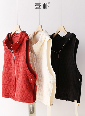 刀切棉夹棉加厚连帽菱格 马甲背心上衣 5168TK[胸围124 衣长63]