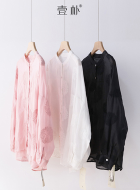 春季新款小立领刺绣苎麻衬衫 百搭防晒衬衫上衣 2602TK