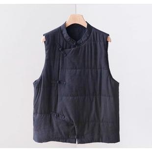 常熟新中式夹棉马甲女外穿文艺复古盘扣立领马夹背心 3SP57