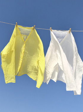 2025夏季文艺薄款苎麻衬衫 V领宽松防晒开衫上衣 520TK