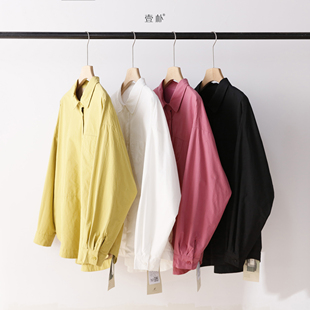 M胸围14 秋季 百搭衬衣上衣5SP579 衬衫 衣长68 小翻领双层加厚长袖