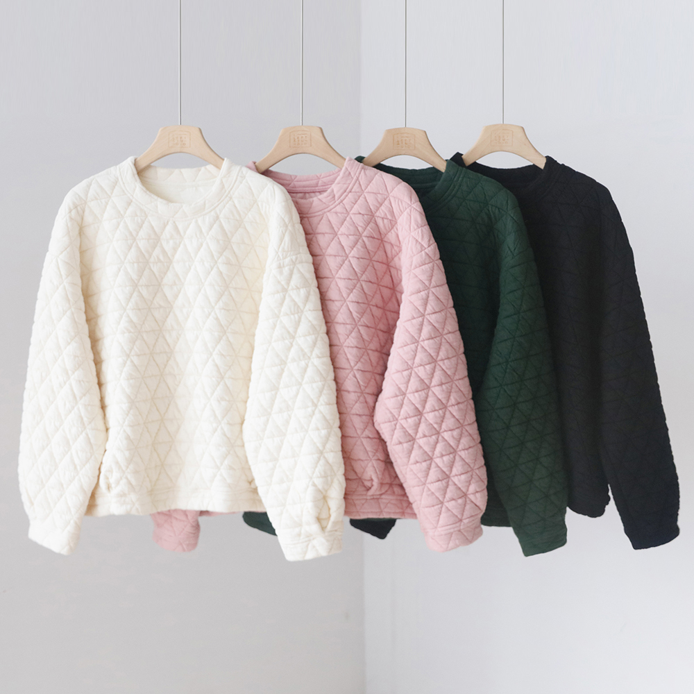 秋冬文艺刀切棉加厚上衣时尚夹棉圆领显瘦小棉衣套头上衣 4SP328