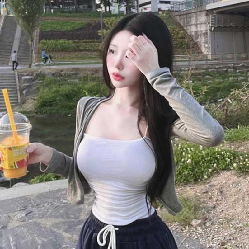 韩国纯欲薄款防晒开衫女长袖T恤