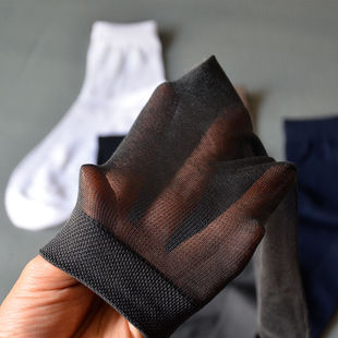 袜神出品薄如蝉翼超薄丝光棉商务防臭短袜黑酒红夏季男士无骨袜子