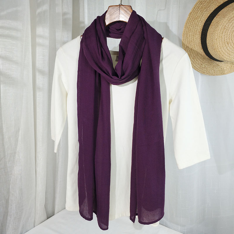 纯色棉麻围巾女细窄长条秋冬围脖