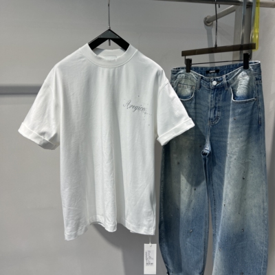 男士纯棉短袖字母印花烫钻T恤