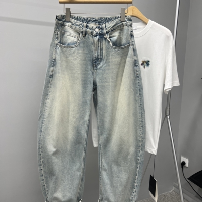 春夏全棉牛仔香蕉裤型复古百搭