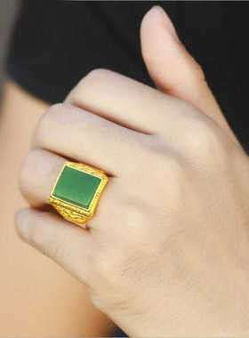 高仿黄金镀金宝石指环霸气男款