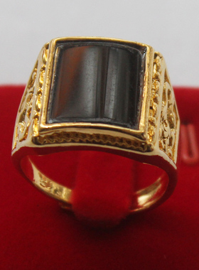 霸气风黑玛瑙开口不掉色假黄金