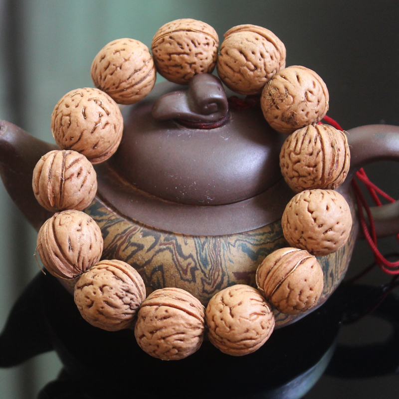 天然山桃核脑纹手串文玩男女款佛珠菩提核桃手链正圆