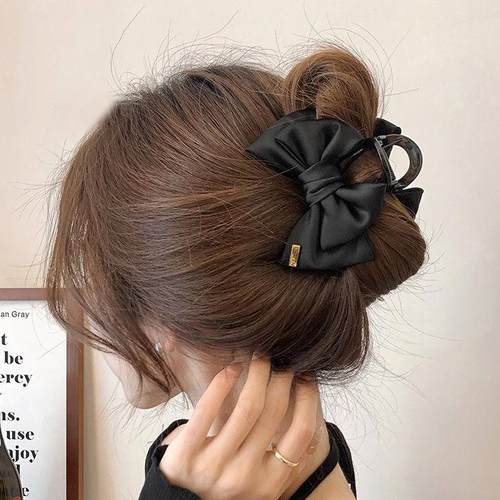 2024新款蝴蝶结抓夹女发量少半扎发夹新款鲨鱼夹8cm小号发抓发饰