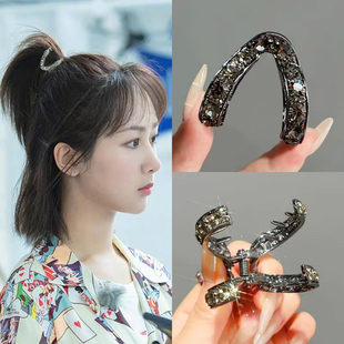 低盘发抓夹高马尾防塌固定神器短发半扎抓夹V型发夹发抓发卡头饰