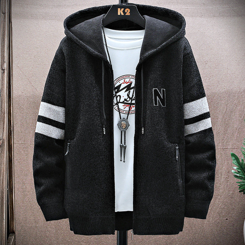 8878P652026新款秋冬季开衫男针织衫潮流休闲百搭宽松连帽外套，男装针织衫/毛衣，星座1706