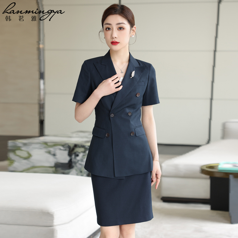 韩茗雅夏季职业西装套装女薄款2025新款短袖正装高级经理西服气质