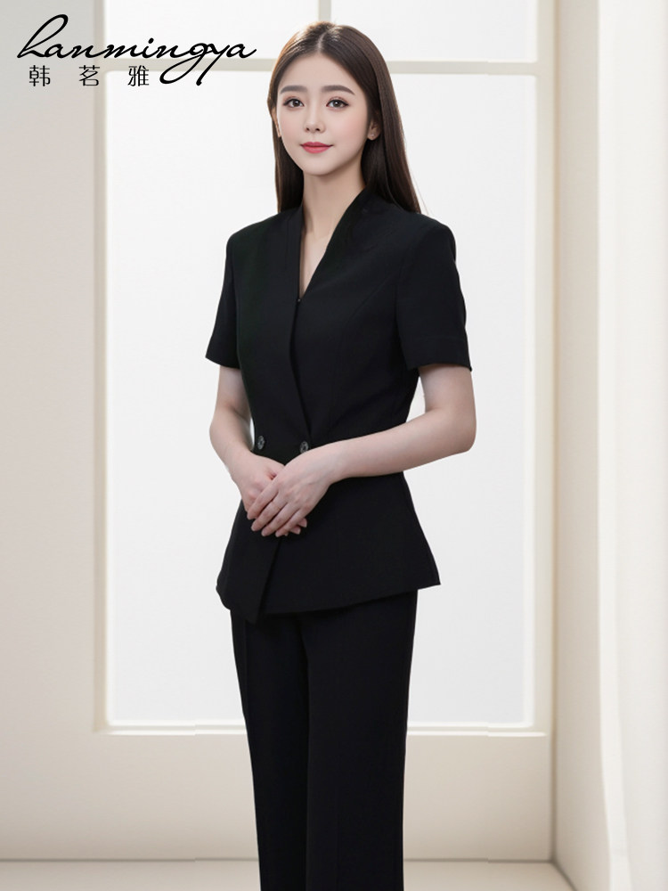 HAN MINGYA PROFESSIONAL SUIT WOMENS SUMMER 2024 NEW HIGH-END STEWARDESS UNIFORM JEWELRY STORE WEAR  S WORKWEAR