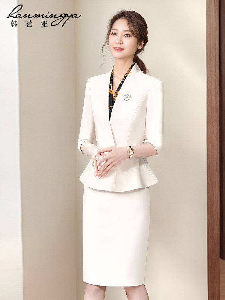 HAN MINGYA FASHION PROFESSIONAL WOMENS SKIRT SUIT TEMPERAMENT GODDESS FAN CHUNQIU NEW BEAUTY SALON FRONT DESK WORK WEAR UNIFORM
