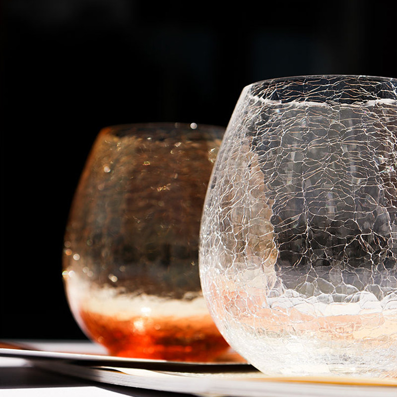 顺丰包邮日本进口广田硝子花蕾冰裂纹威士忌杯玻璃杯酒杯玻璃水杯