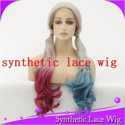 下单做款新奶奶回家蓝色粉色自然卷丑女发型synthetic wavy wig