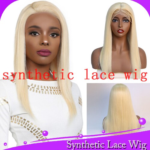 45厘米前蕾丝整顶假发高温丝中分synthetic front lace wig 613#