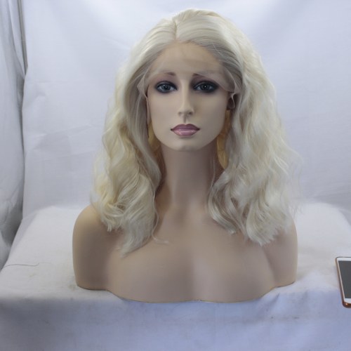 60#右分12英寸半手工蕾丝假发头套欧美外贸blonde front lace wig