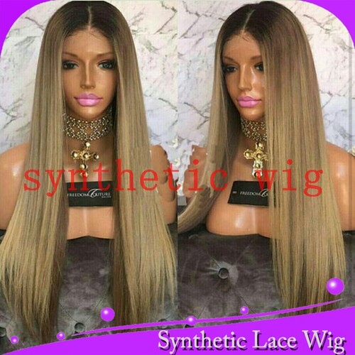 黑色渐变混金色#613mixed #27 synthetic front lace wig化纤头套
