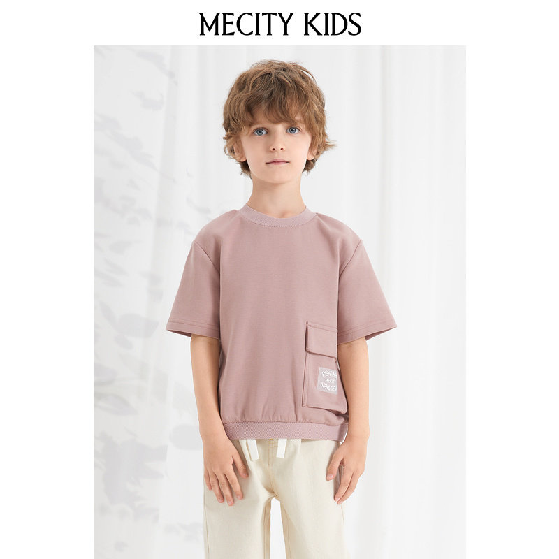 mecity kids童装夏男童圆领套头宽松休闲短袖T恤504435