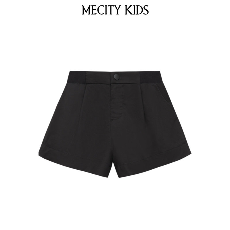 mecity kids童装夏女童撞色拼接梭织短裤506554