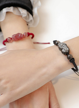 七夕情侣款黑曜石手链