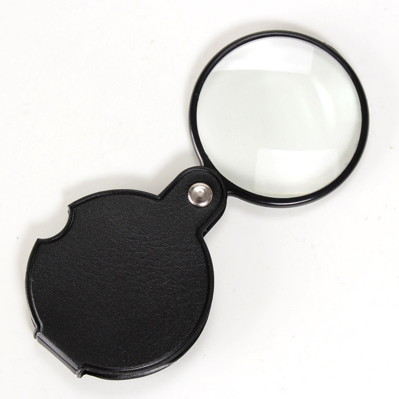 60mm折叠式袖珍放大镜维修玻璃镜片便携10倍老年人手持阅读扩大镜