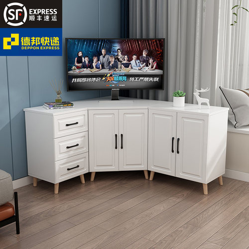 多功能组合转角柜家用简约储物柜靠墙电视柜客厅边柜弧形三角柜