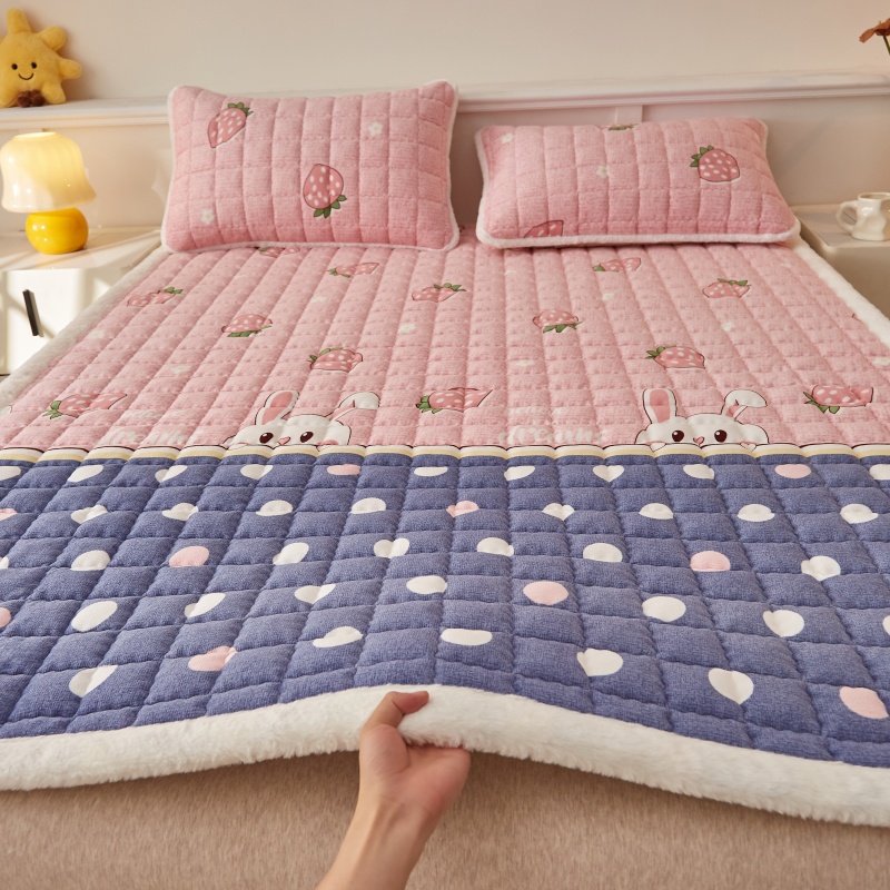 加厚牛奶绒床护垫家用儿童卡通